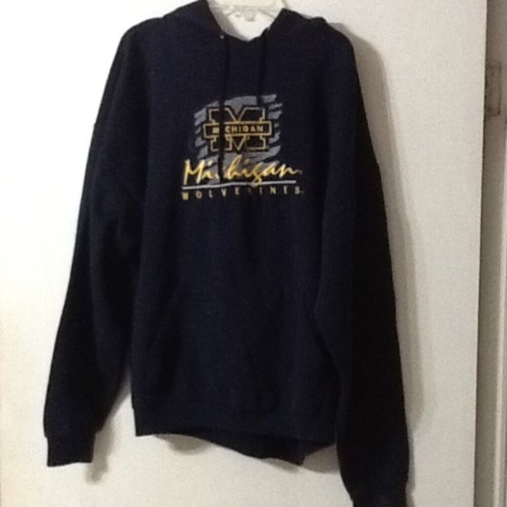 Blue and gold  XL Jerzee  Michigan sweatshirt  hoodie stains,  MSw2